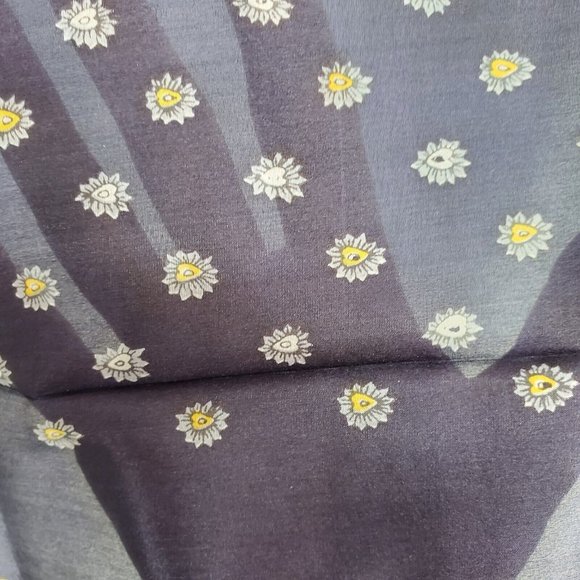 Vintage Silk Scarf Square Navy Blue Paisley Floral 31" Hand Rolled - Picture 9 of 10